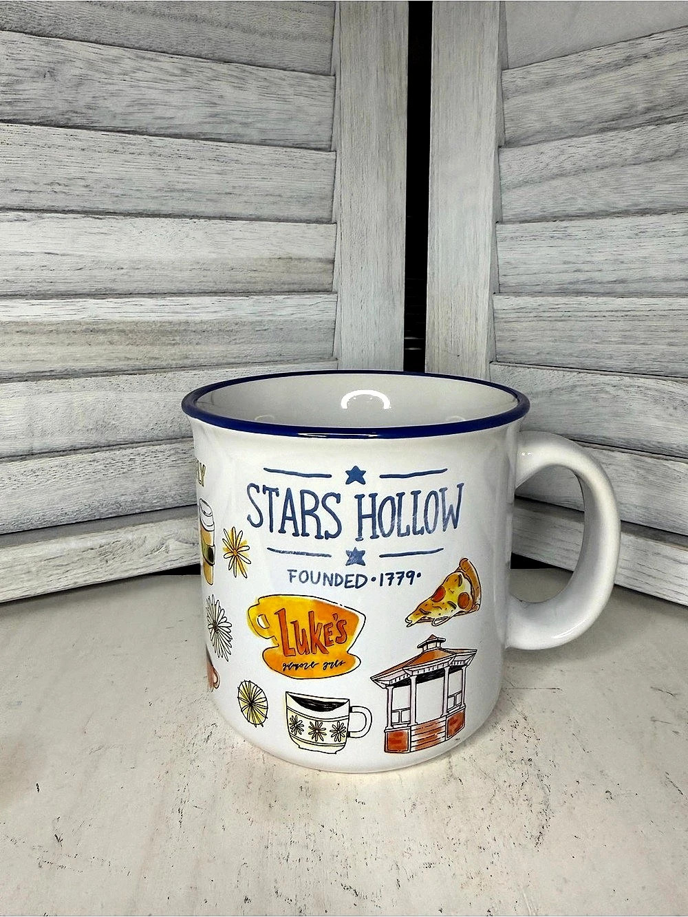 Silver Buffalo Gilmore Girls Stars Hollow Allover Icons Ceramic Stacking Mug